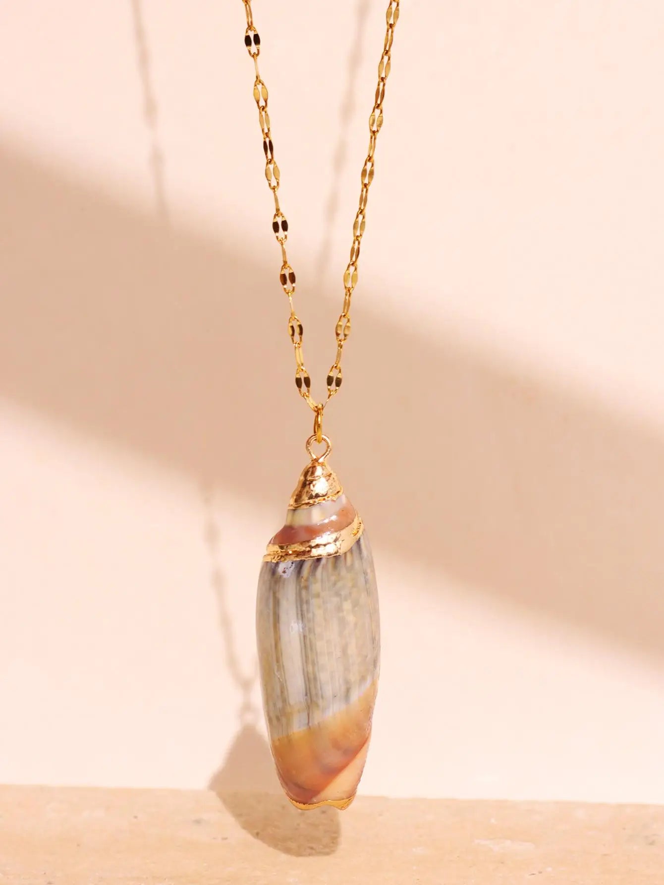 Women's Fashion Retro Gold-Tone Shell Layered Pendant Necklace