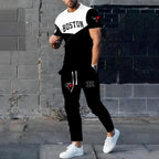 Men's Casual Summer T-Shirt and Shorts Suit Set with 3D Letter Print