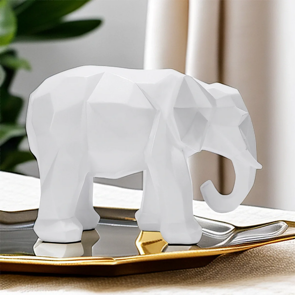 Handcrafted Elephant Resin Statue and Tabletop Shelf Ornament