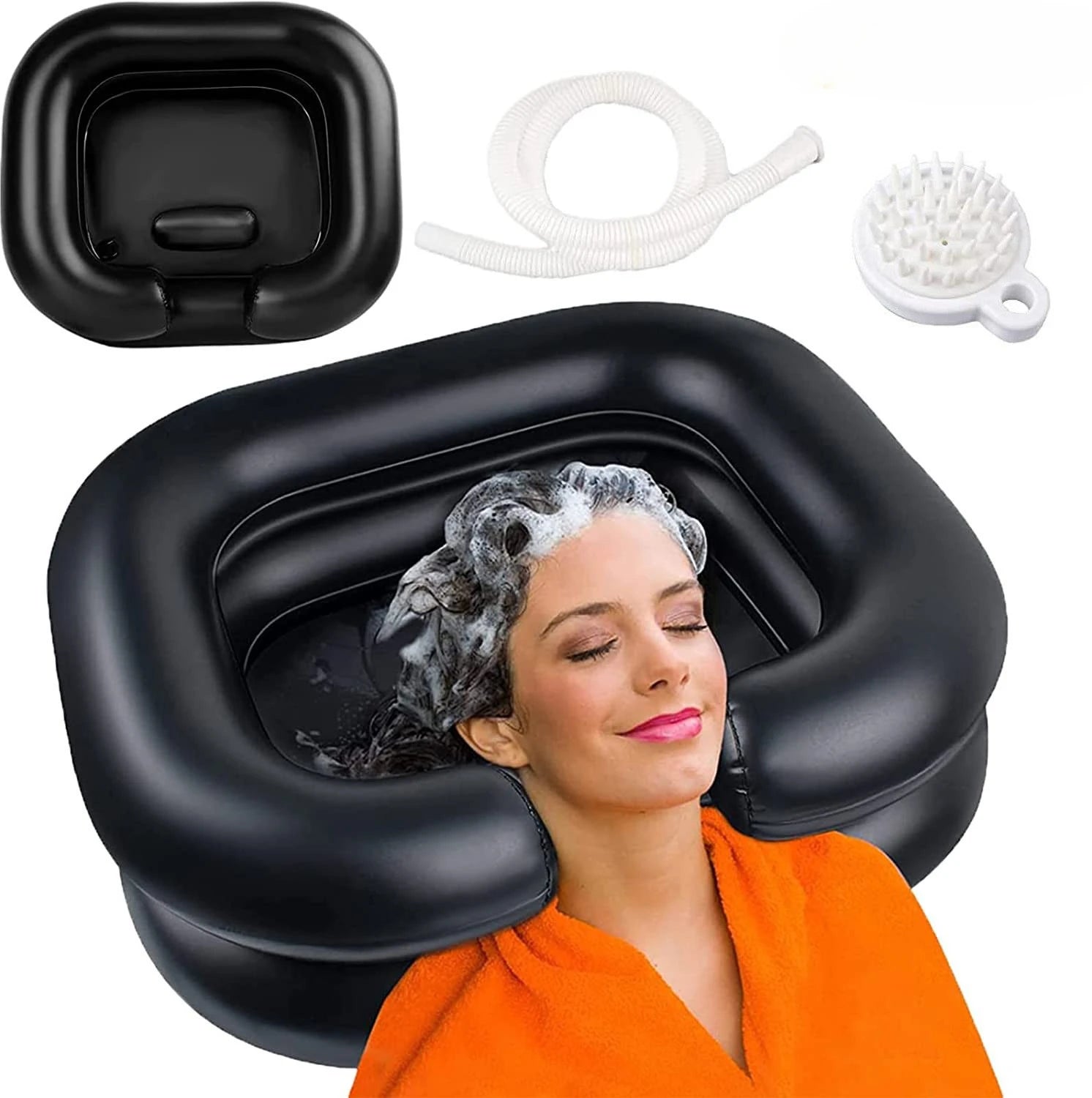 Inflatable Hair Wash Basin with Pillow for Bedridden Home Care