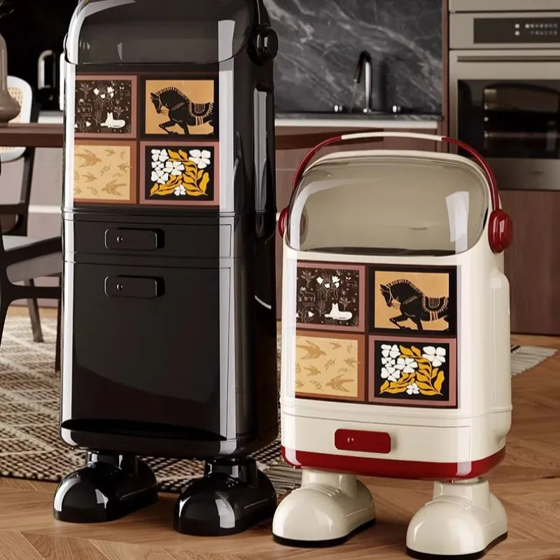 Multi-Layer Kitchen Trash Can with Lid and Odor Control