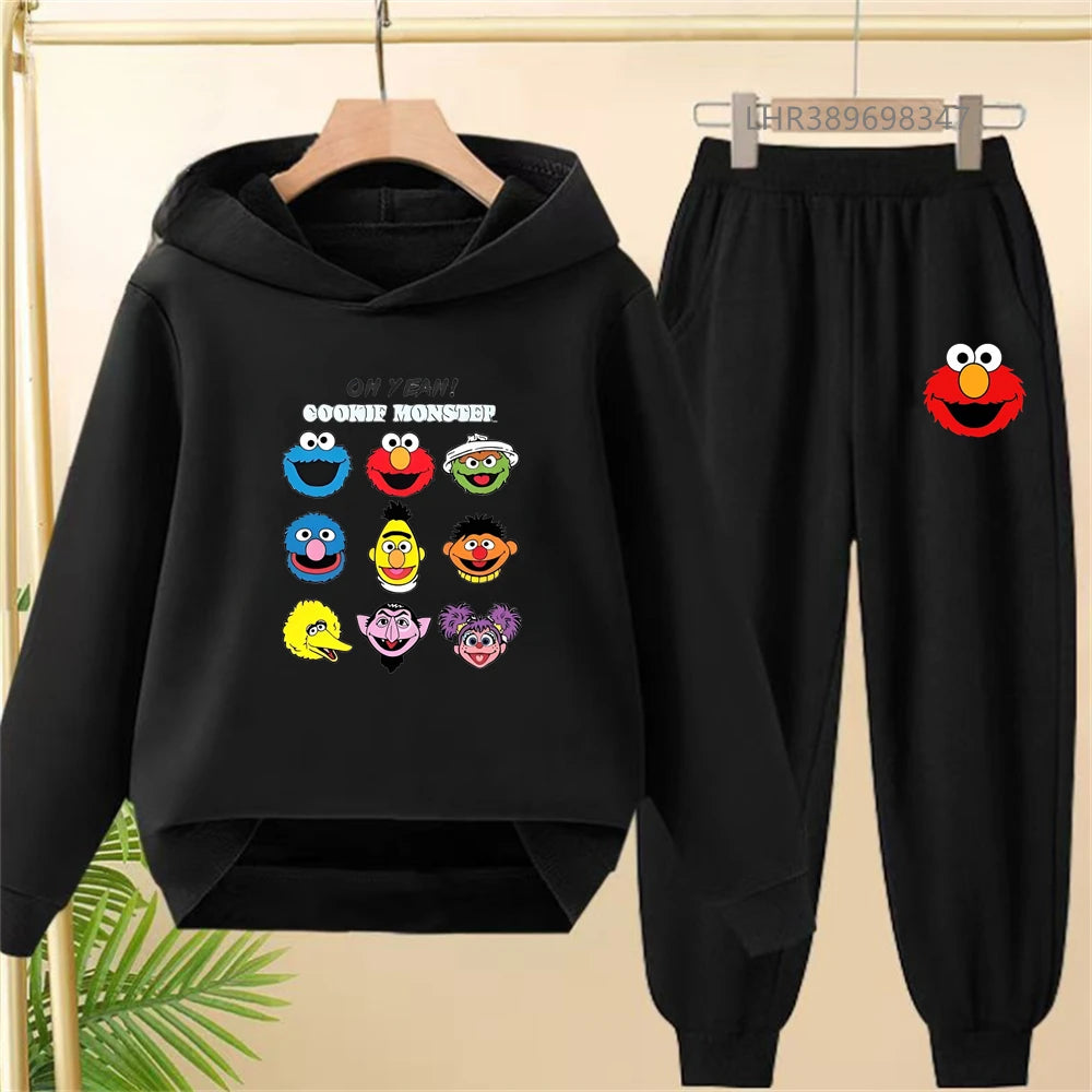Kids' Printed Hooded Sweatshirt Pants Two-Piece Set