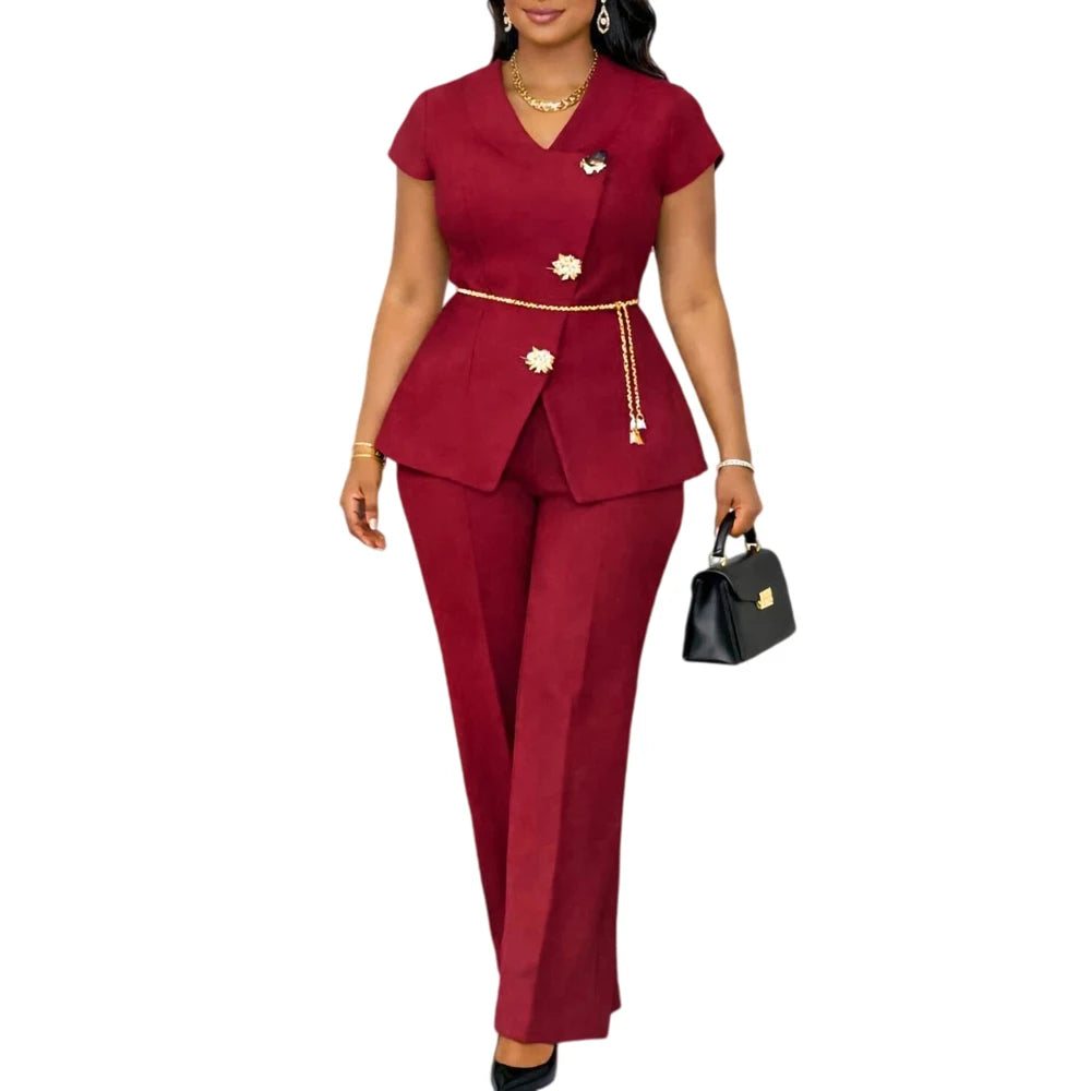 Women's Elegant Wide Leg Pant Suit