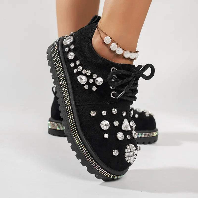 Women's Crystal Decoration Non-Slip Platform Casual Shoes
