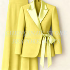 Women's Tailored Blazer Wide Leg Pants Suit