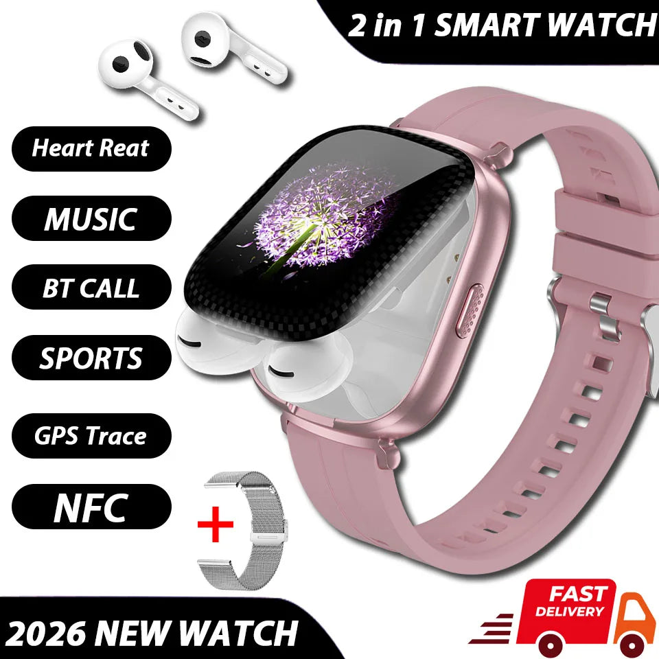 Two-in-One Smartwatch with Built-In Wireless TWS Earbuds D22