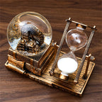 Vintage Luminous Snow Globe and Retro Hourglass Ornament