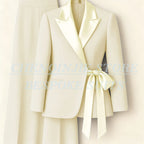 Women's Tailored Blazer Wide Leg Pants Suit