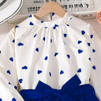 Girls' Long Sleeve Shirt Wide Leg Pants Two-Piece Set CF7037