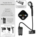 Portable Camping Shower with Rechargeable 6000mAh Pump and 5.3 Gallon Bag