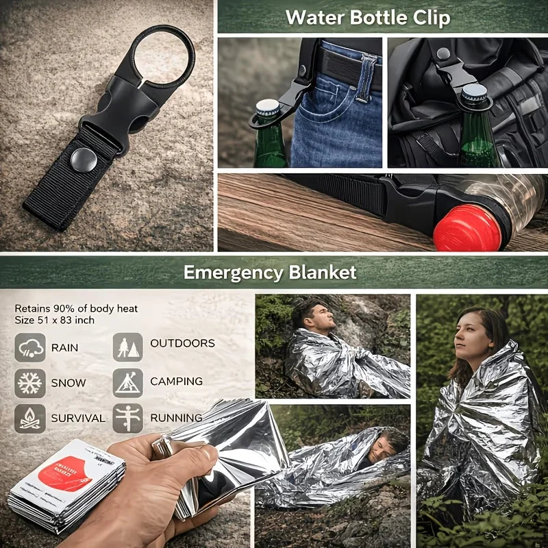 142-Piece Emergency Survival Kit with MOLLE Pocket Pouch