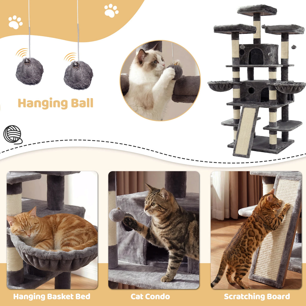 68-Inch Multi Level Indoor Cat Tree Tower
