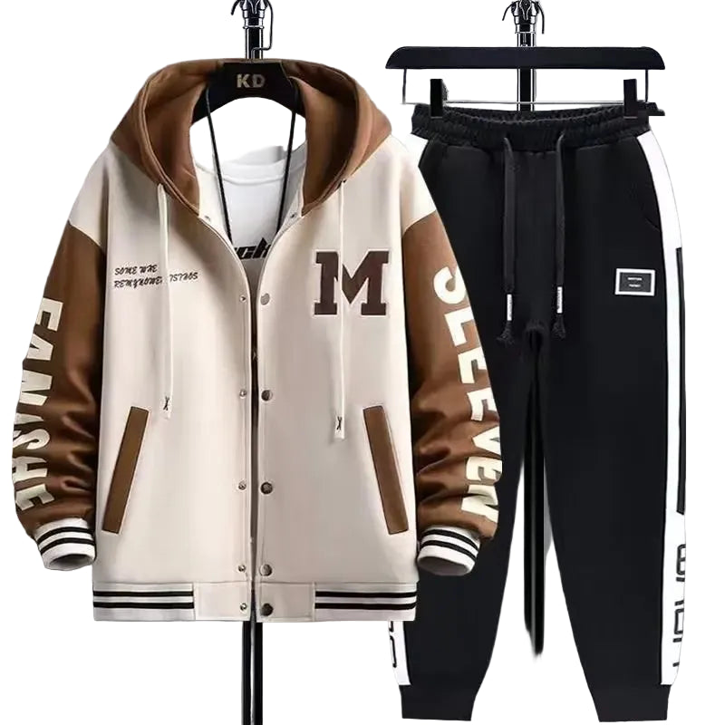 Men's Casual Hooded Sweatshirt and Jogger Pants Tracksuit Set