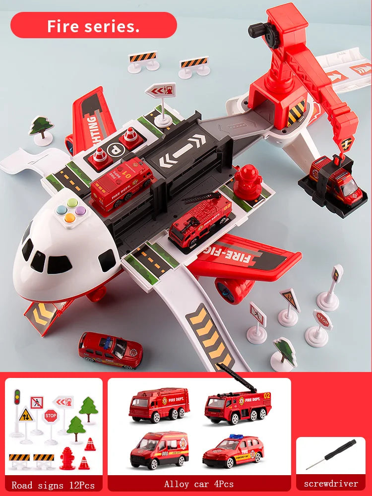 Kids' Airplane Track Toy Set with Lights and Sound