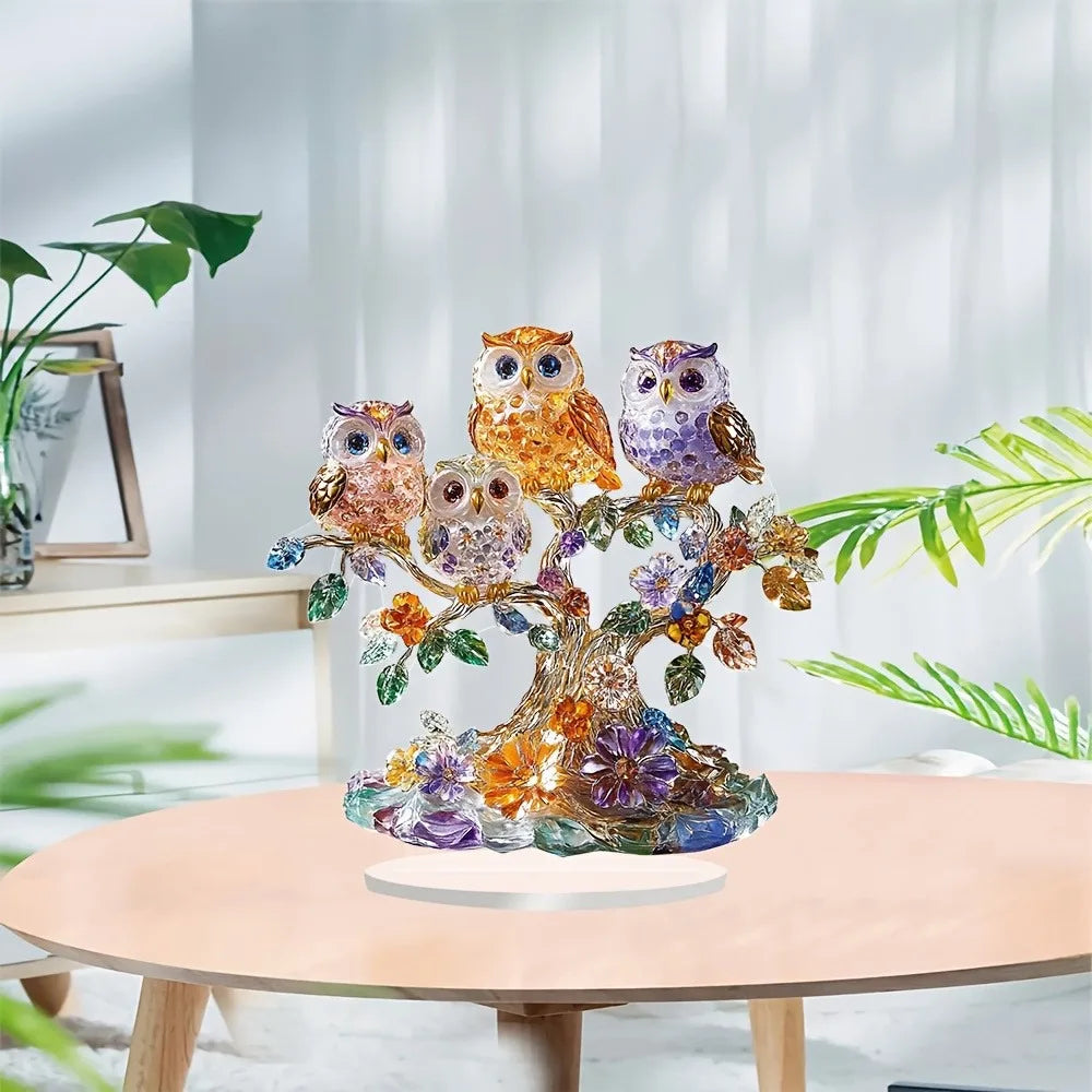 Cute Owl Flat Acrylic Plaque and Tabletop Ornament