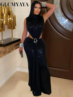 Women's Sexy Gilding Sleeveless Cutout Bodycon Maxi Dress