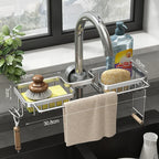 Kitchen Space Aluminum Sink Drain Rack and Sponge Storage Holder