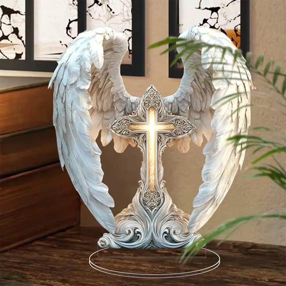 Flat Acrylic Angel Wings Plaque and Desktop Ornament