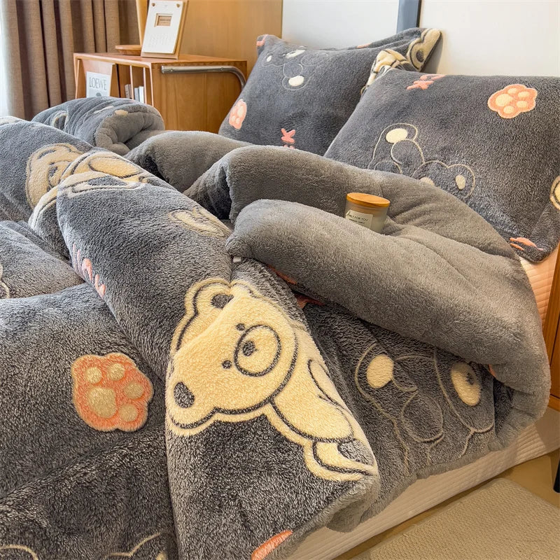 Thick Warm Lamb Fleece Blanket and Soft Milk Fleece Comforter