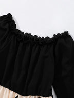 Girls' Square Neck Long Sleeve Princess Dress QZ24237S