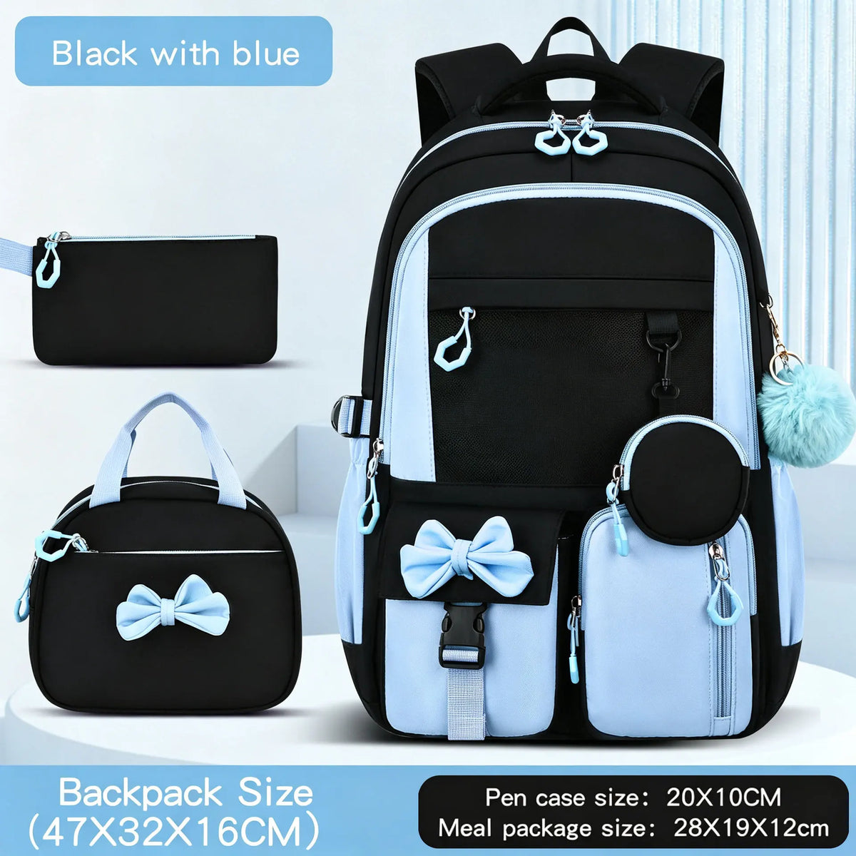 Girls' Waterproof Large Kawaii School Laptop Backpack Set