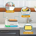 Dual Pump Soap Dispenser Set with Sponge Storage Box for Kitchen Sink