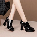 Women's Platform Round Toe Thick High Heel Pumps