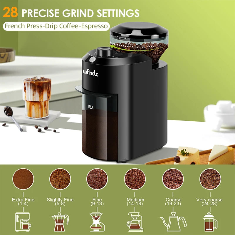 Electric Burr Coffee Grinder with 28 Precise Settings 200W CBG-8000