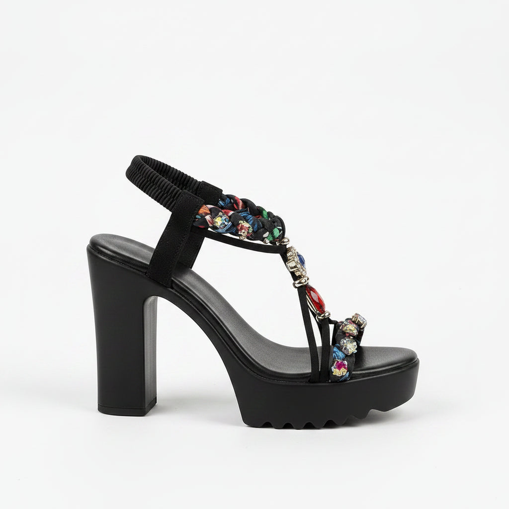 Women's Vintage Rivet Wedge Sandals Ankle Buckle High Heels