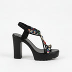 Women's Vintage Rivet Wedge Sandals Ankle Buckle High Heels