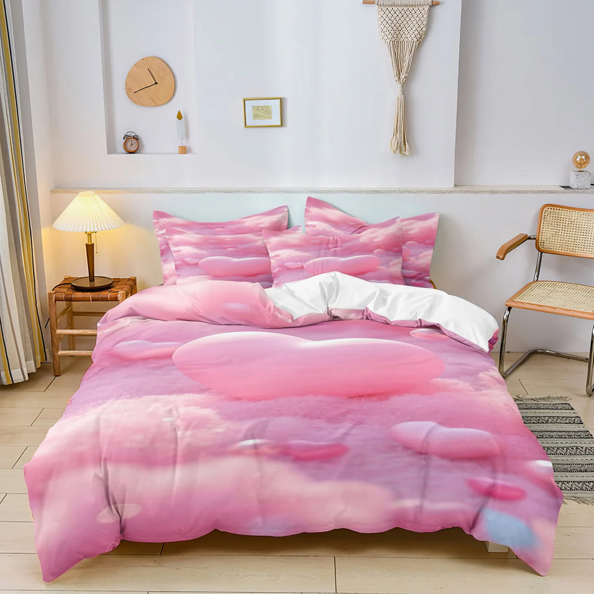 Romantic Hearts Duvet Cover and Couple Bedding Set