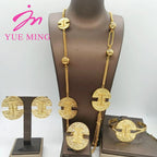 Women's Fashion Trendy Multi Layer Chain Necklace Earrings Bangle Ring Jewelry Set
