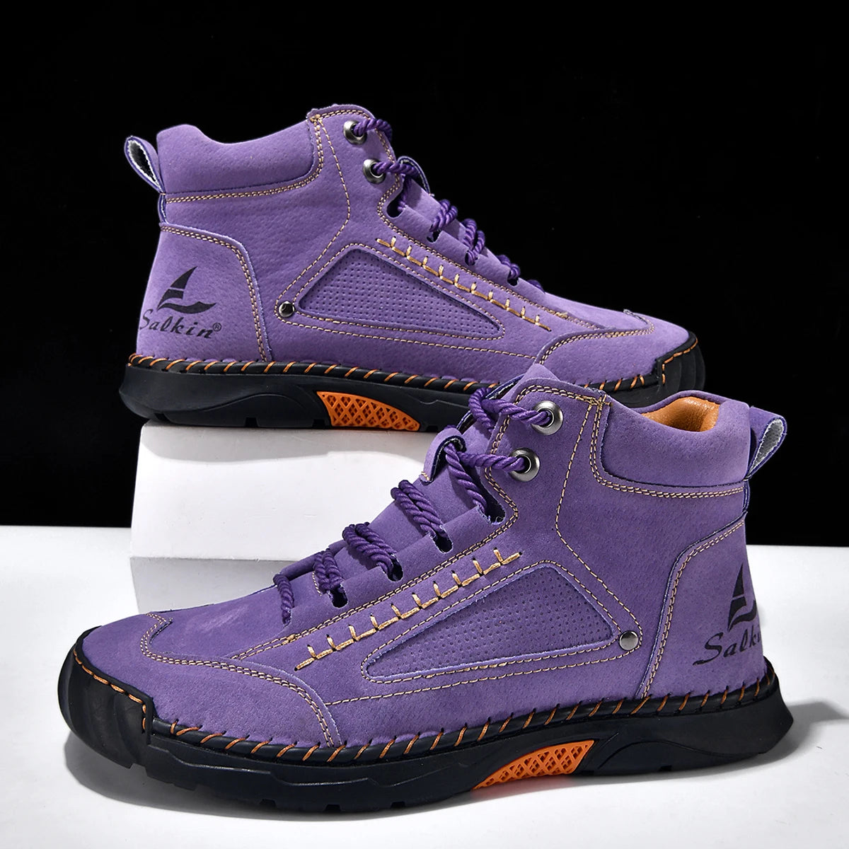 Men's Fashion Split Leather Handmade Casual Ankle Boots 2317-1