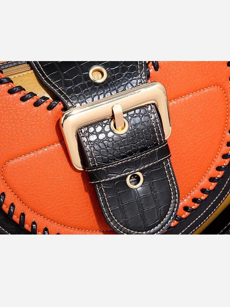 Women's Large Capacity Leather Top Handle Crossbody Bag