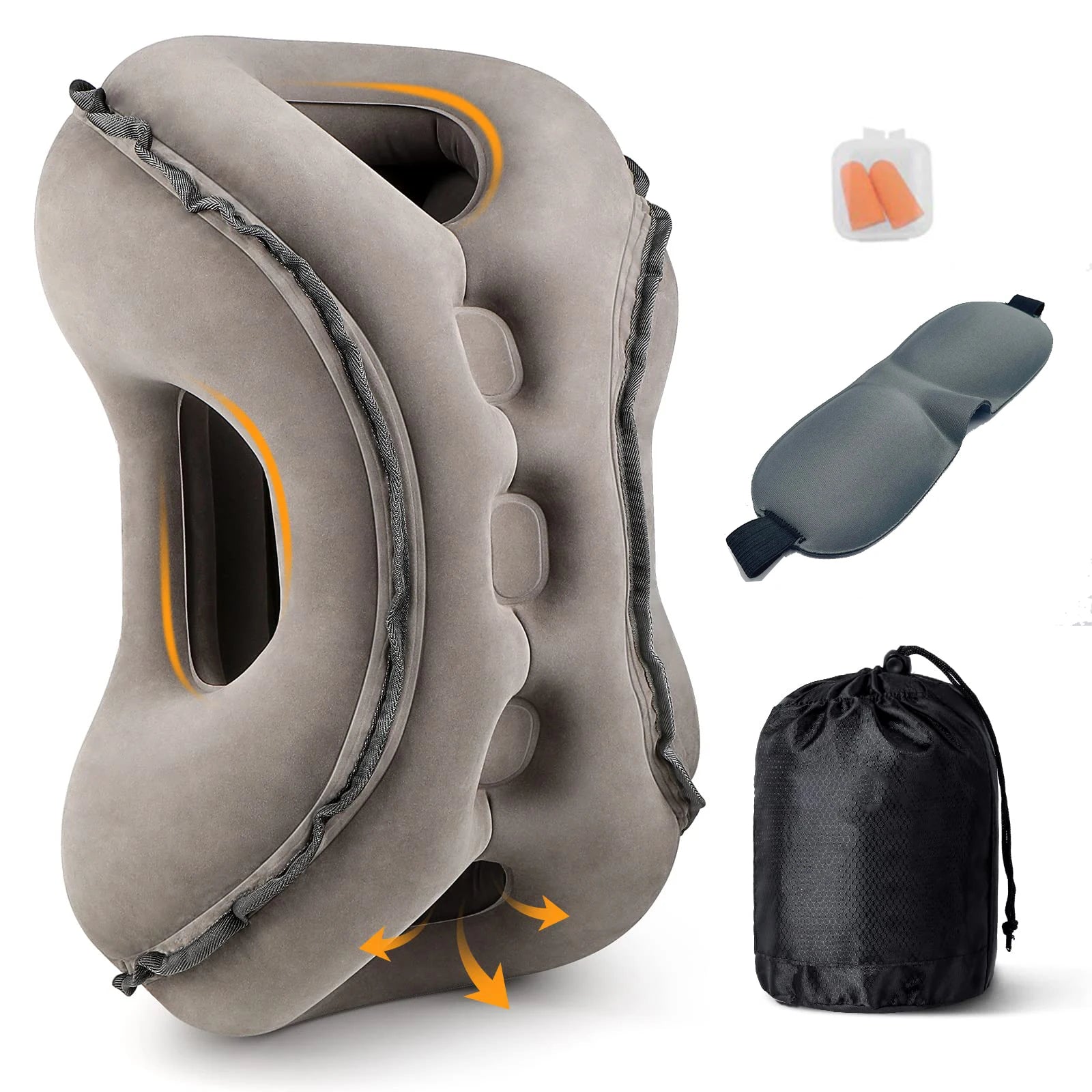 Inflatable Neck Pillow with Eye Mask and Earplugs