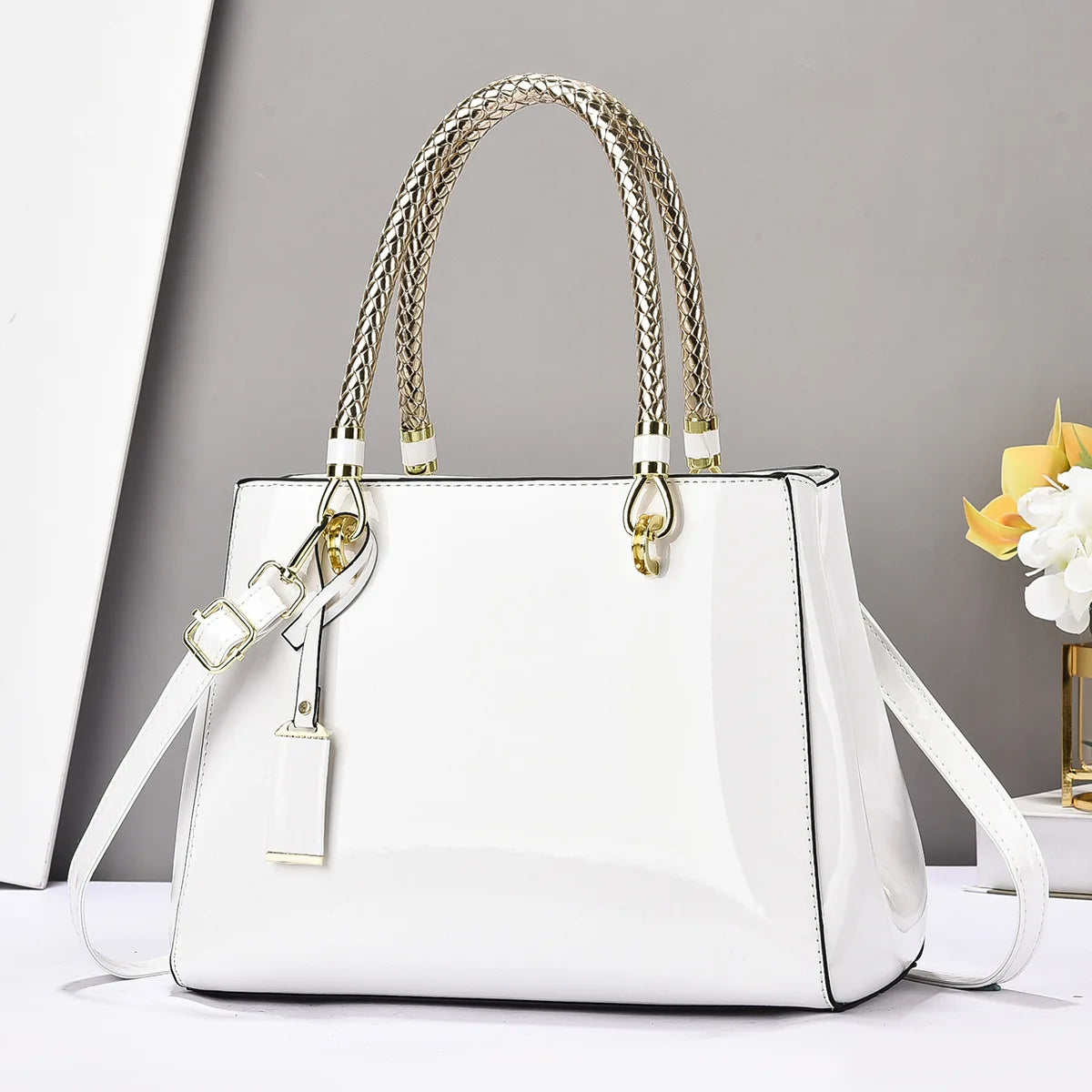 Women's Glossy Patent PU Leather Shoulder Crossbody Bag
