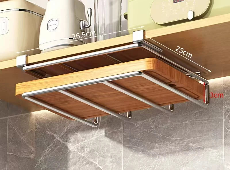 Stainless Steel Under Cabinet Cutting Board and Pot Lid Storage Rack