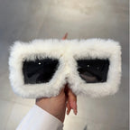 Women's Oversized Fluffy Plush Square Y2K Novelty Sunglasses