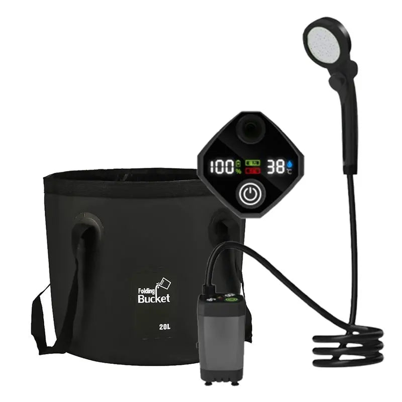 Portable Camping Shower with Rechargeable 6000mAh Pump and 5.3 Gallon Bag