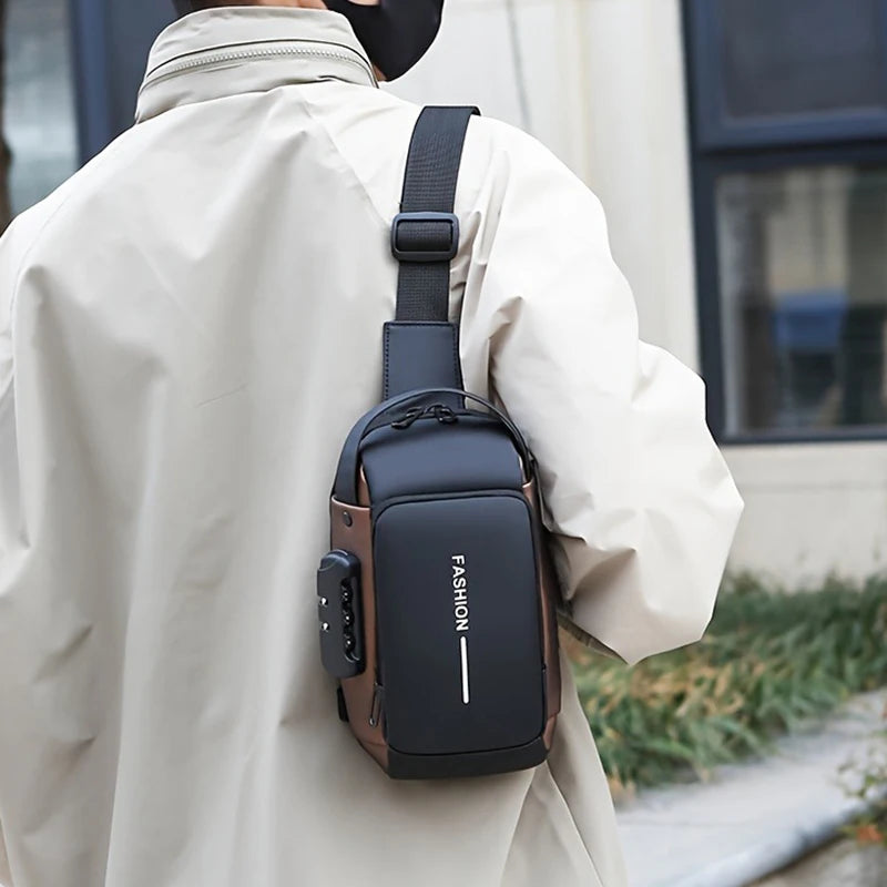Men's Fashion PU Leather Anti-Theft Casual Crossbody Chest Bag