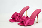 Women's Trendy Butterfly Knot Silk High Heel Slide Slippers