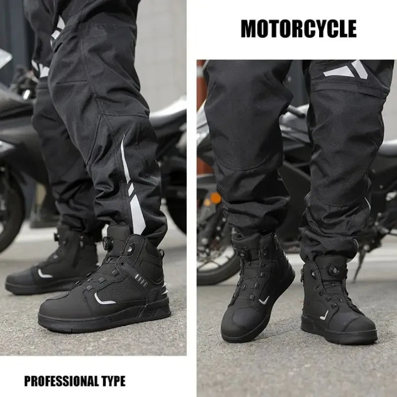 Men's Fashion Leather Breathable Anti-Slip Motorcycle Ankle Boots