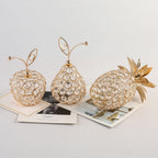 Gold Crystal Fruit Figurine and Tabletop Centerpiece Ornament