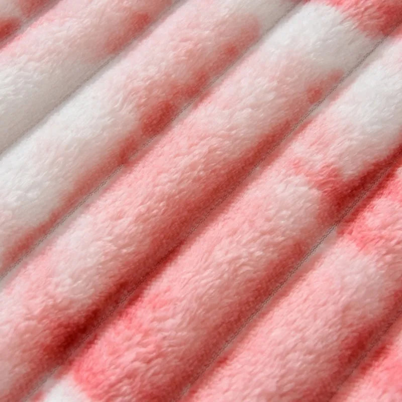 Gradient Soft Plush Flannel Blanket and Warm Coral Fleece Bed Throw