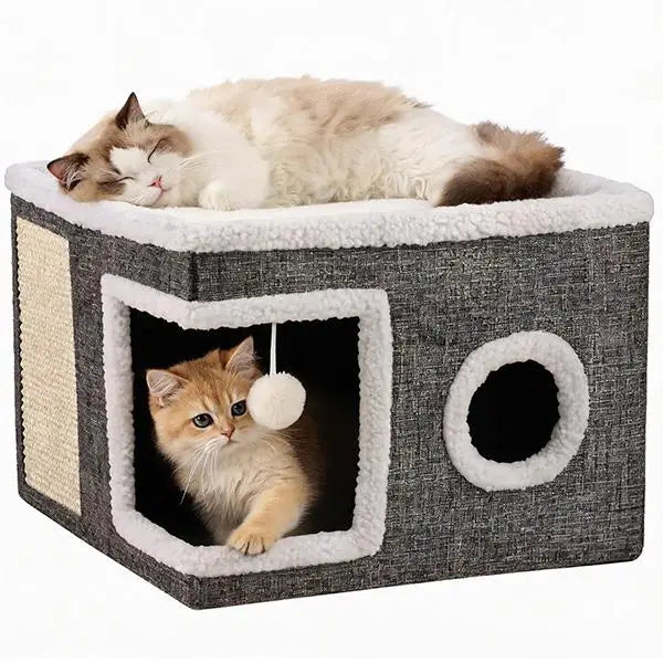 Foldable Indoor Cat House and Cave Condo Pet Bed