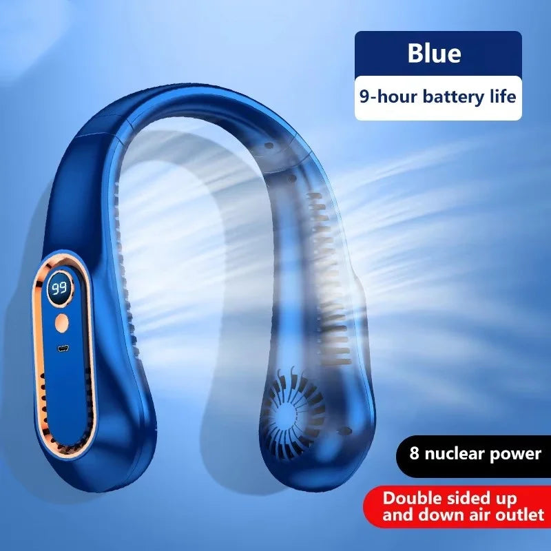 Portable Bladeless Hanging Neck Fan with LED Digital Display 2027