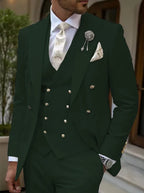 Men's Solid Color Lapel Short Sleeve Zipper Trouser Suit