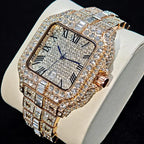 DITALING Men's Hip Hop Square Quartz Watch Stainless Steel 1.7in