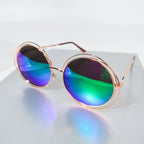 Women's Trendy Round Retro Gradient Metal Oversized Sunglasses