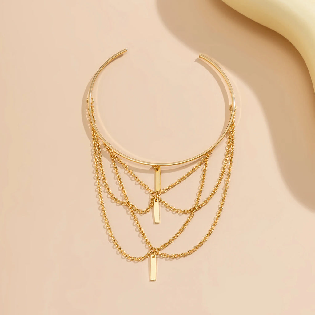 Women's Fashion Open Upper Arm Cuff Bracelet Rectangle Tassel Bangle